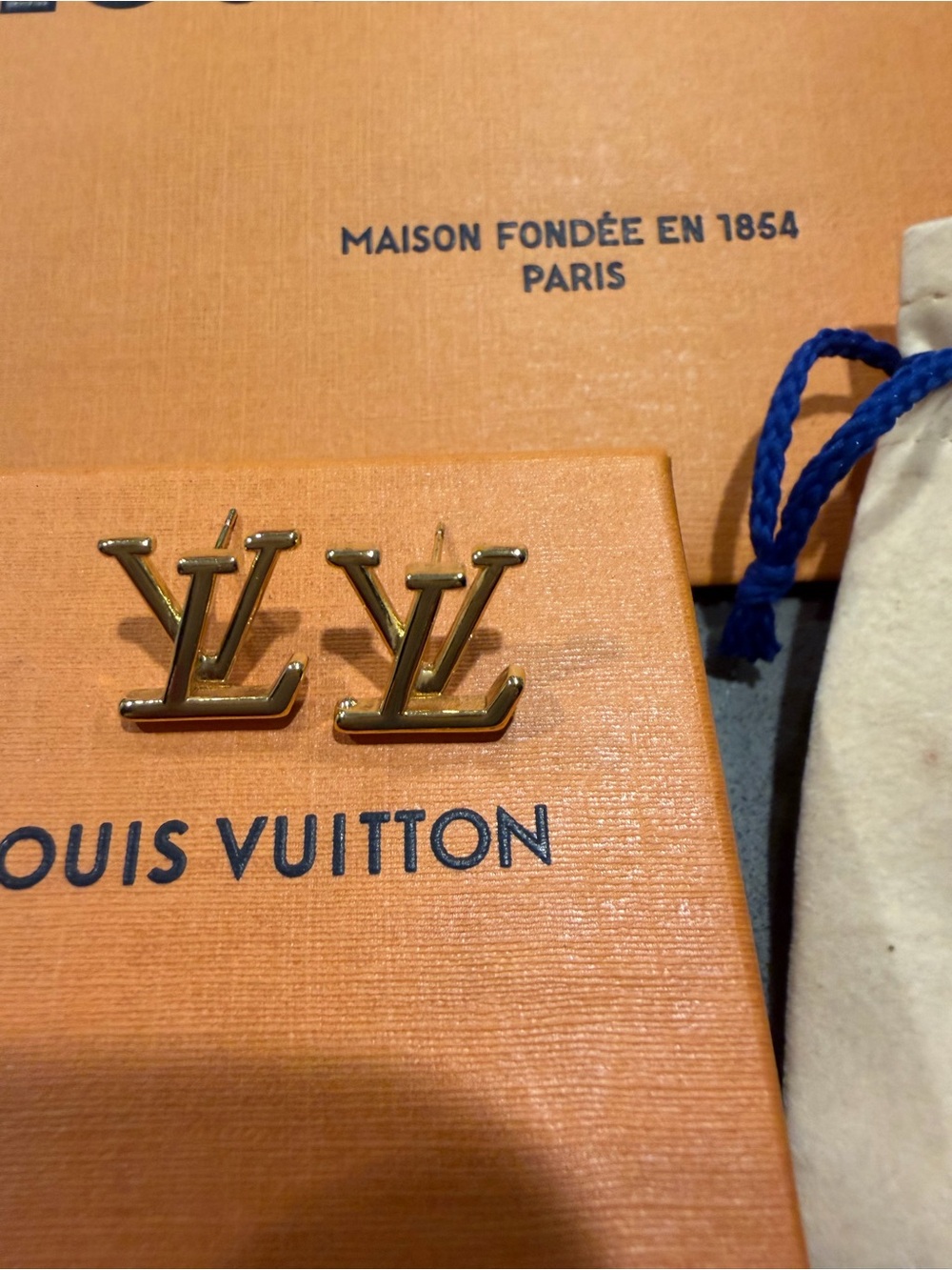 Louis Vuitton Gold LV Monogram Cufflinks